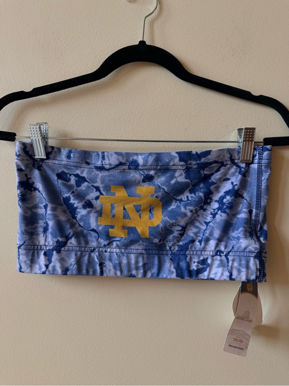 Notre Dame Blue Tie-Dye Bandeau with Gold ND Logo